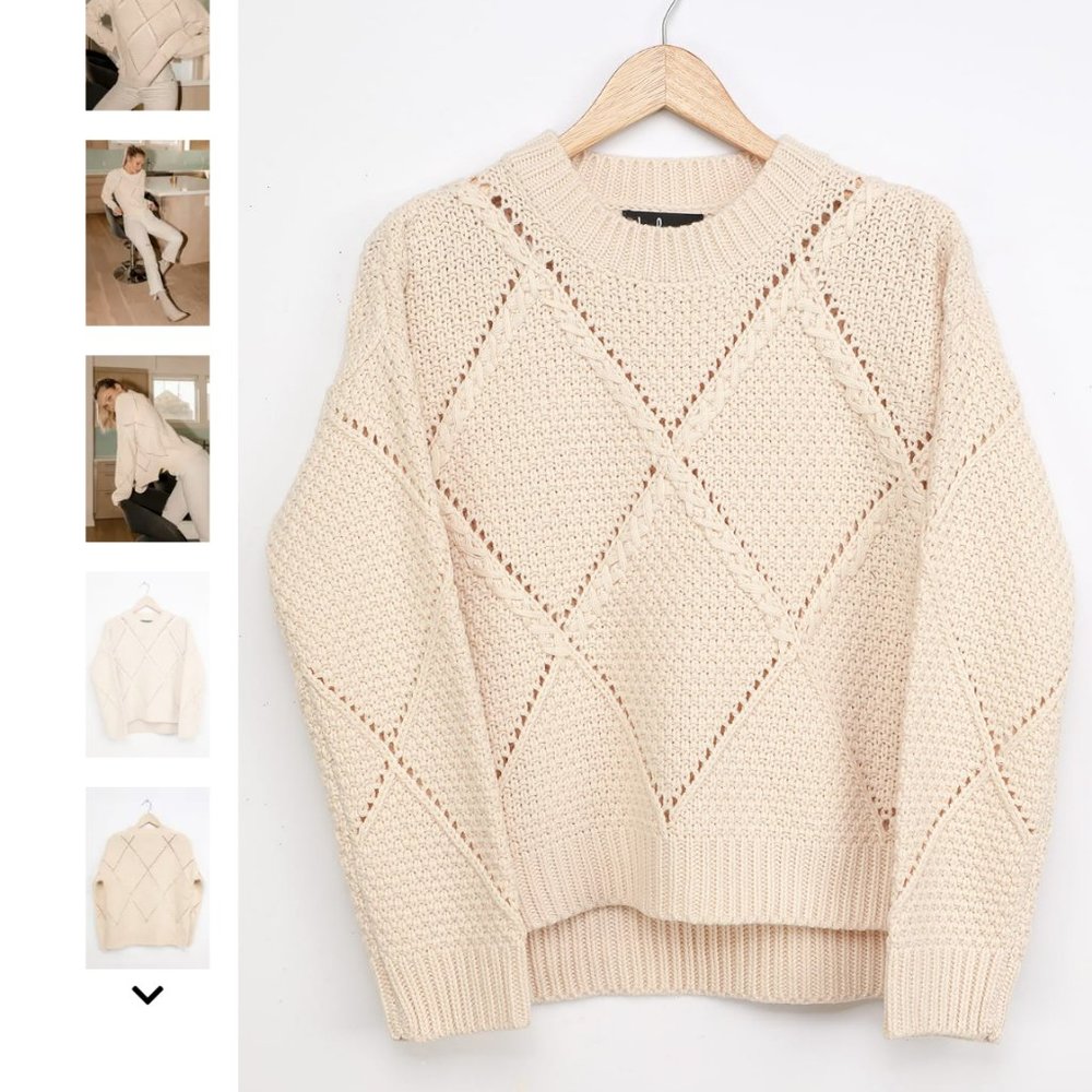 Lulu's Cream Pointelle Knit Sweater